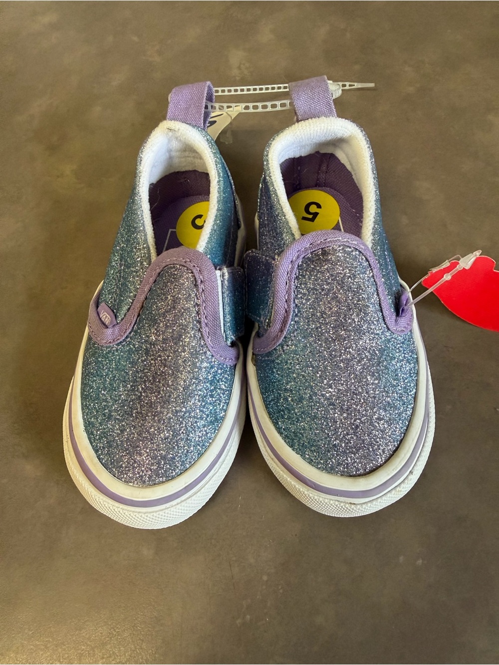 Vans Toddler/Baby size 5 Glitter Slip-On Sneakers in Purple and Teal